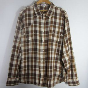 New Artful Dodger Mens 4XL Brown Plaid 100% Cotton LS Button Front Shirt
